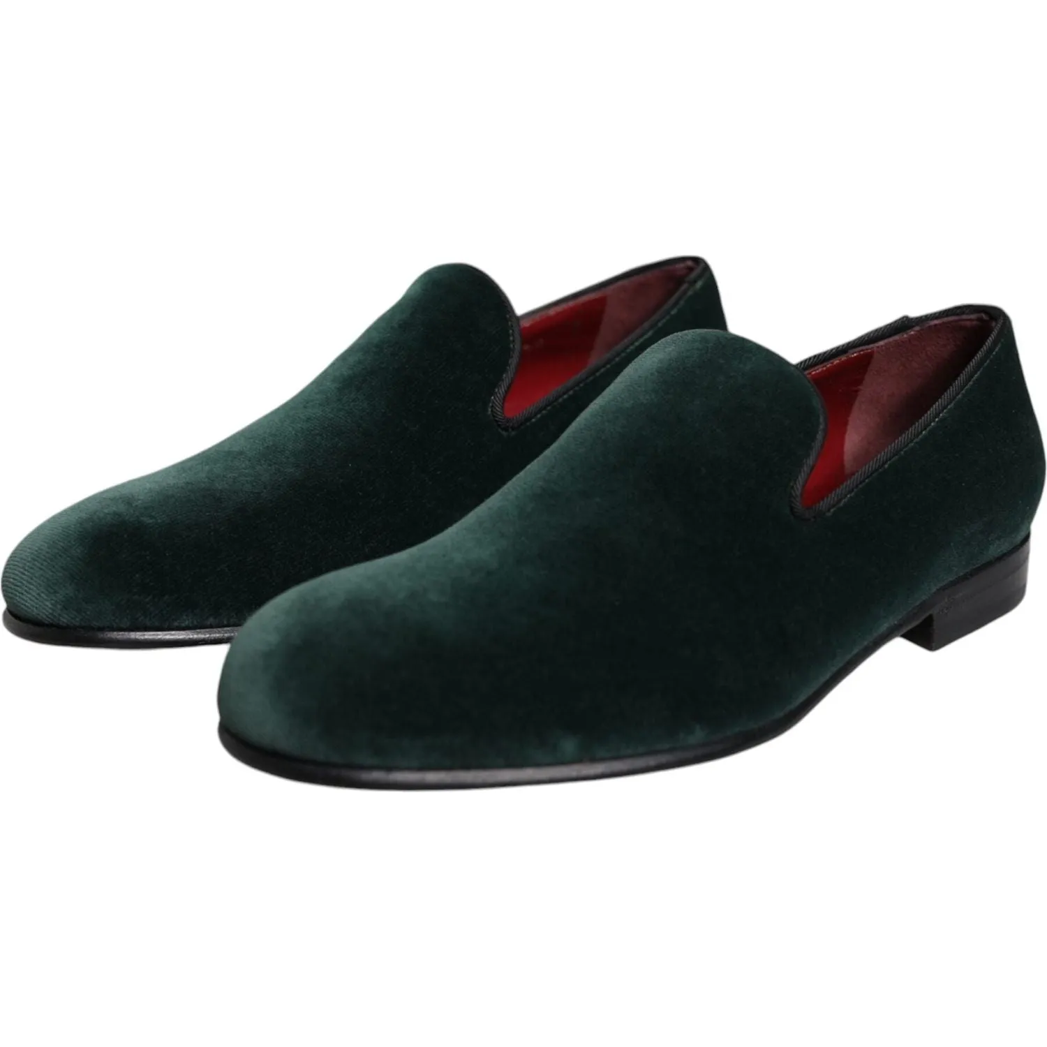 Dolce & Gabbana Green Velvet Slip On Loafers Flats Shoes