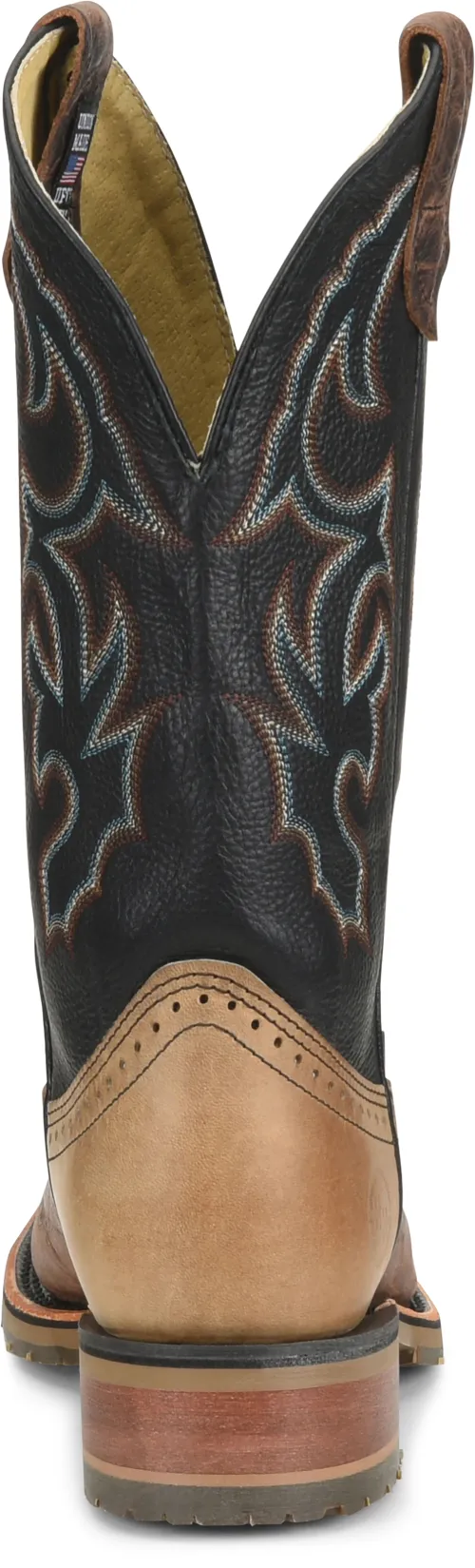 'Double H' Men's 12" Grissom SR Square Toe I.C.E. ™ Roper - Kenia Cognac / Summer Tan / Black