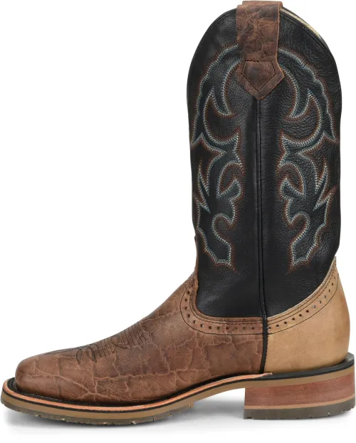 'Double H' Men's 12" Grissom SR Square Toe I.C.E. ™ Roper - Kenia Cognac / Summer Tan / Black