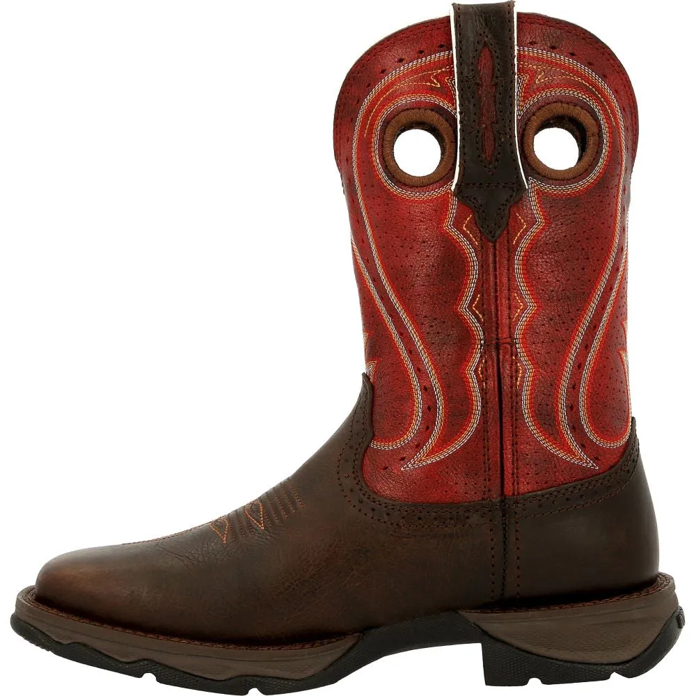 'Durango' Women's 11" Lady Rebel Western Square Toe - Dark Chestnut / Crimson