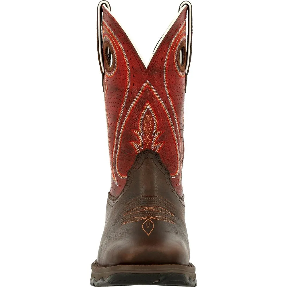 'Durango' Women's 11" Lady Rebel Western Square Toe - Dark Chestnut / Crimson