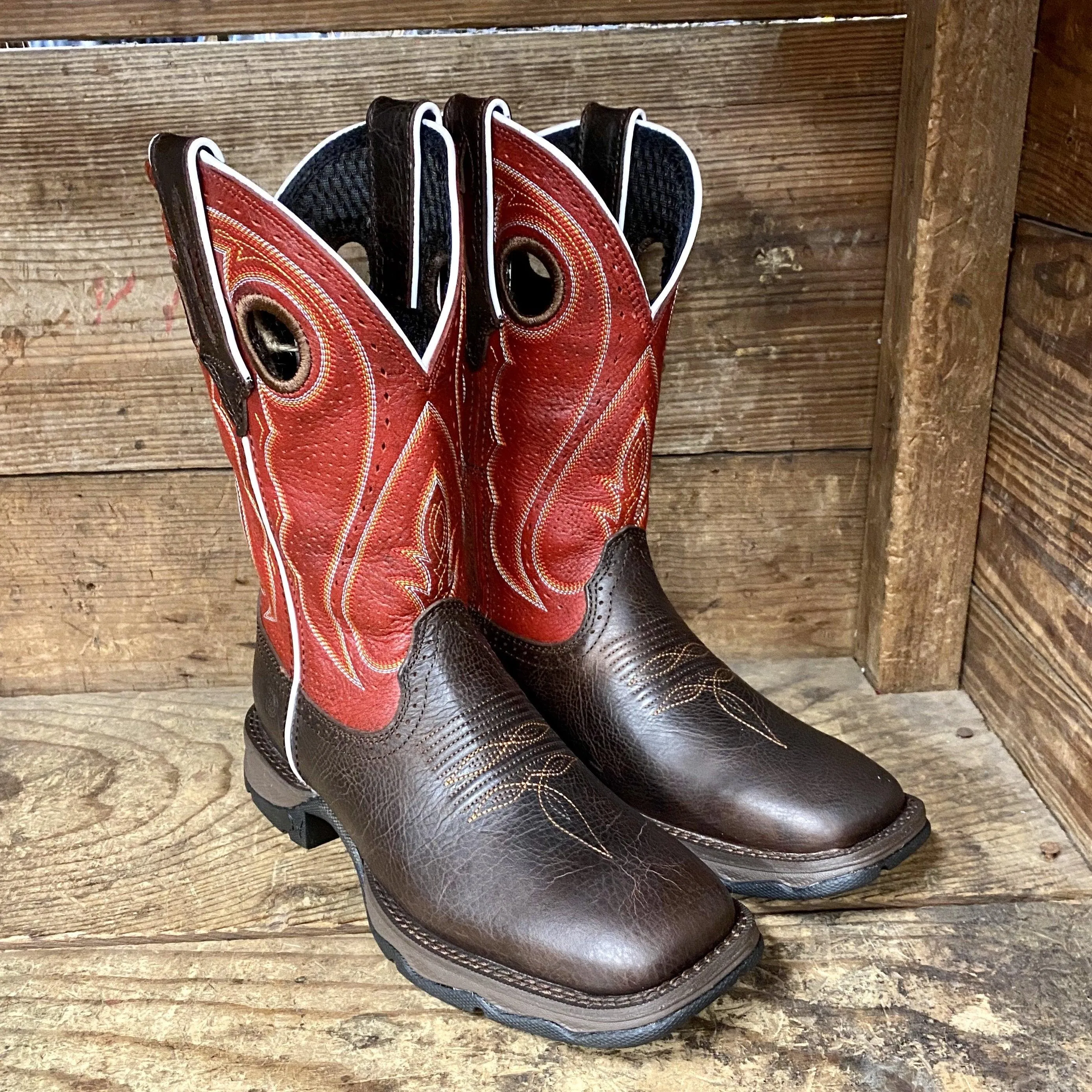 Durango Women's Crimson and Brown Square Toe Cowgirl Boots DRD0408