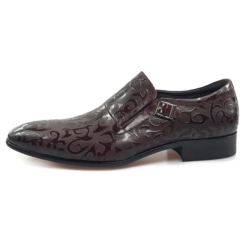 Fashionable Pattern Brown Men Loafers Shoes With Tiny Side Buckle