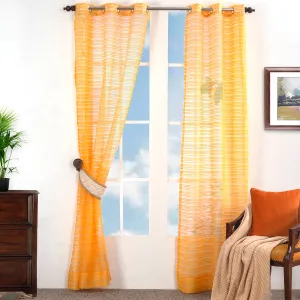 Furry Line Solid 2PC Gold Curtain Set