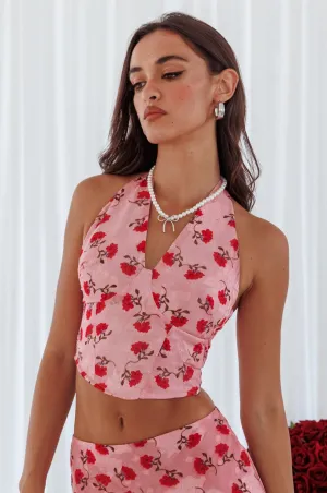 Gigi Halterneck Top Floral Pink