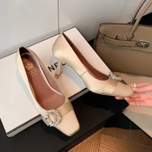 Greta Square Toe Nude Kitten Heels