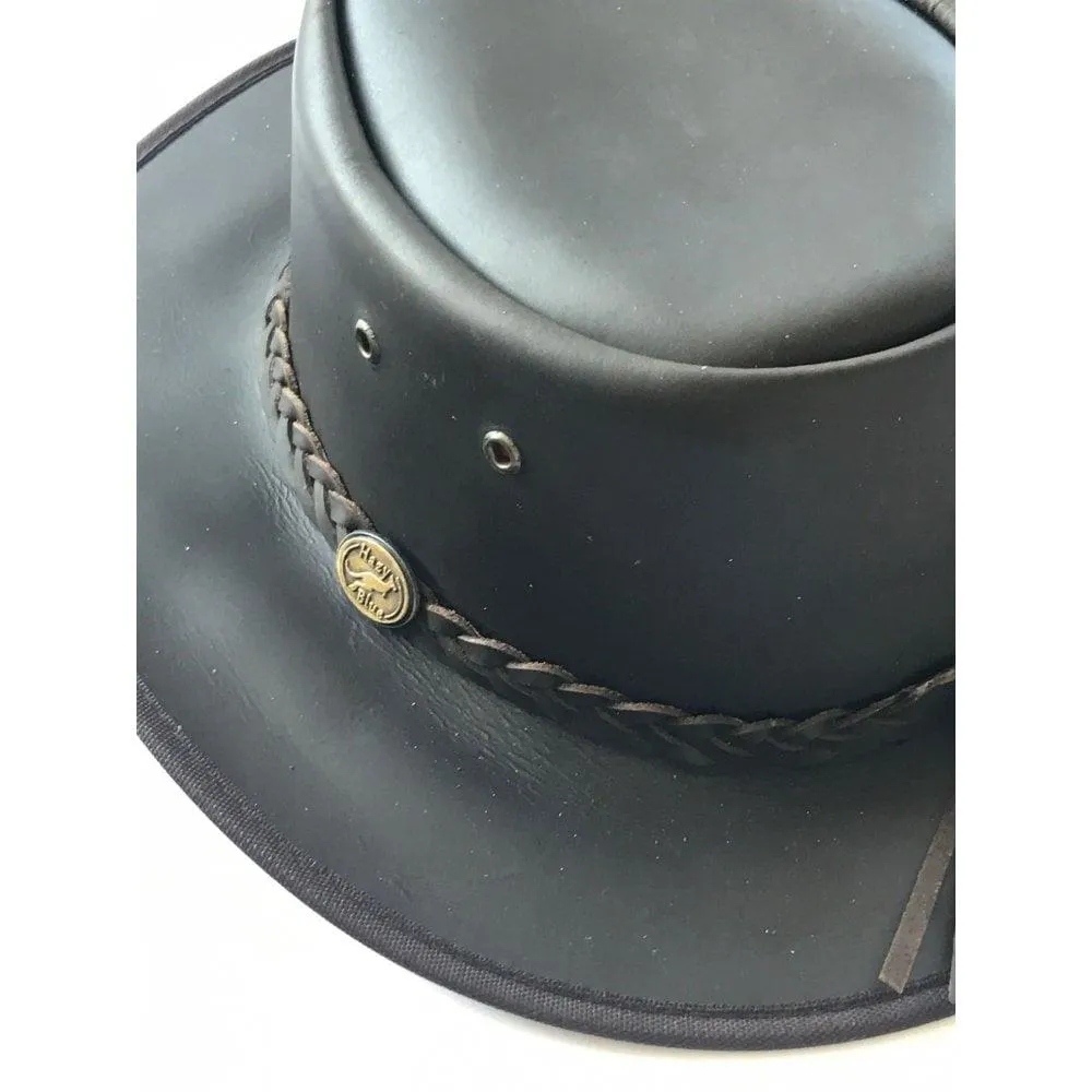 Hazy Blue Melbourne Australian Style Waterproof Bute Leather Hat Brown