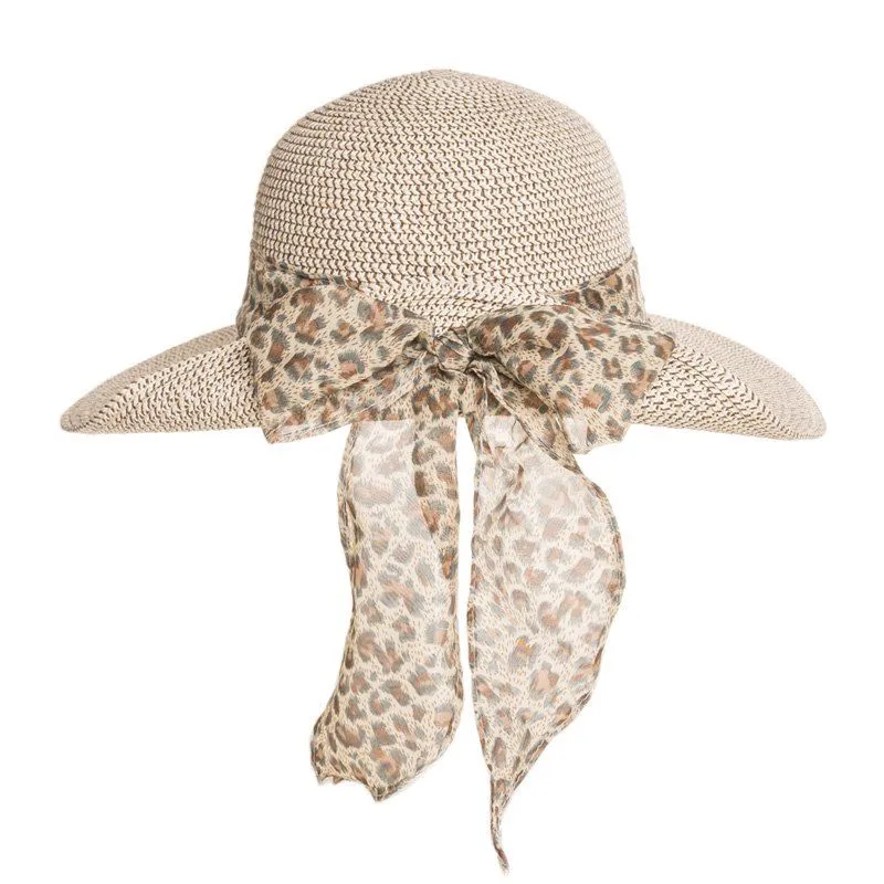 Hazy Blue Trilby Ladies Short Brim Straw Hat with Detail Bow Band