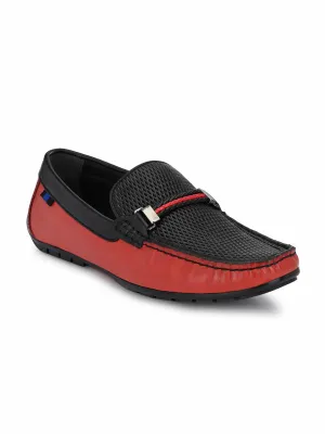 HITZ7604 Men's Red Leather Casual Slip-On Shoes