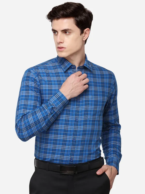 Imperial Blue Classic Fit Checked Casual Shirt | Greenfibre