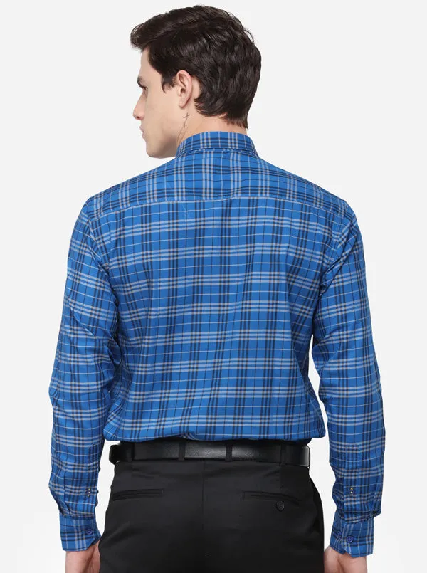 Imperial Blue Classic Fit Checked Casual Shirt | Greenfibre