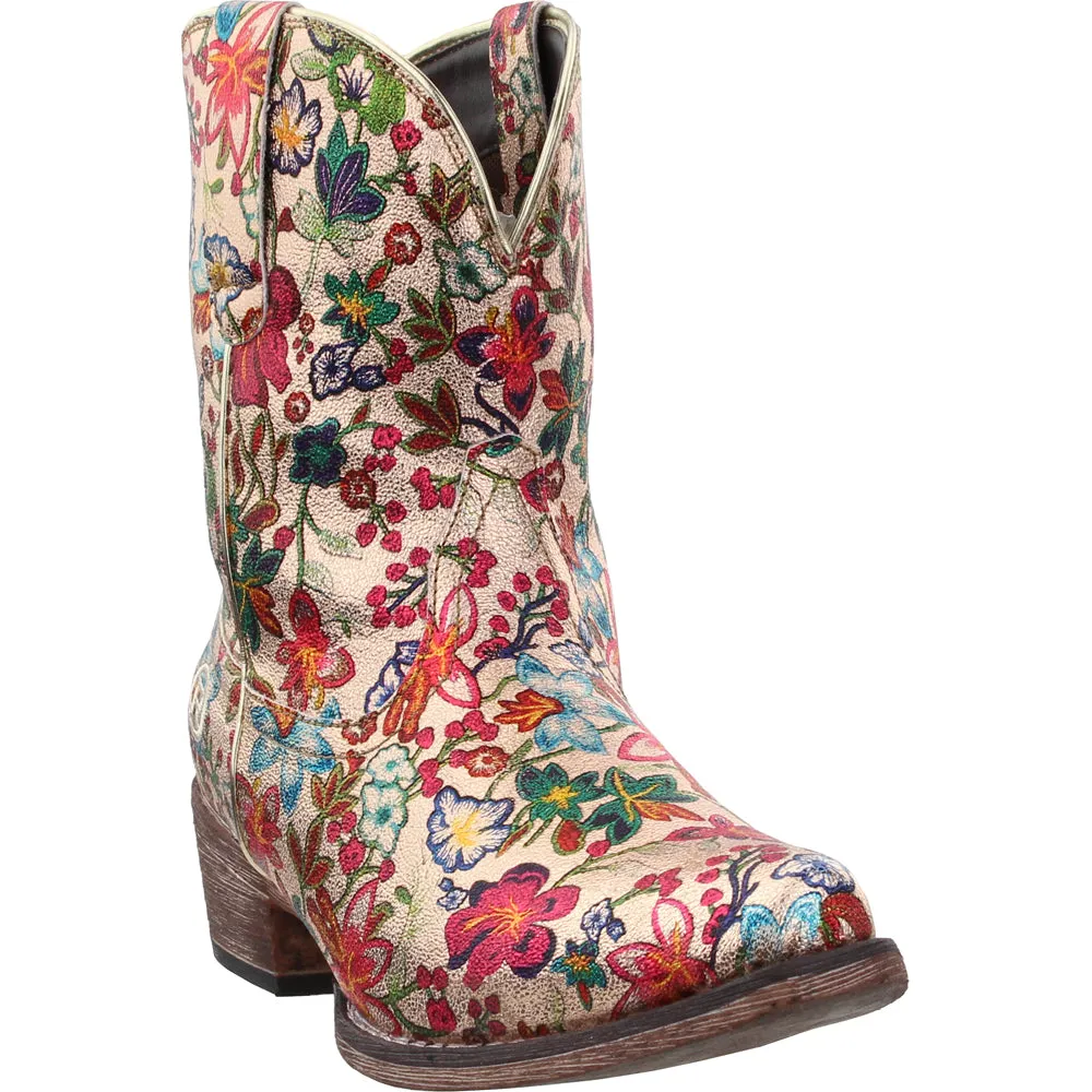 Ingrid Floral Metallic Snip Toe Cowboy Booties