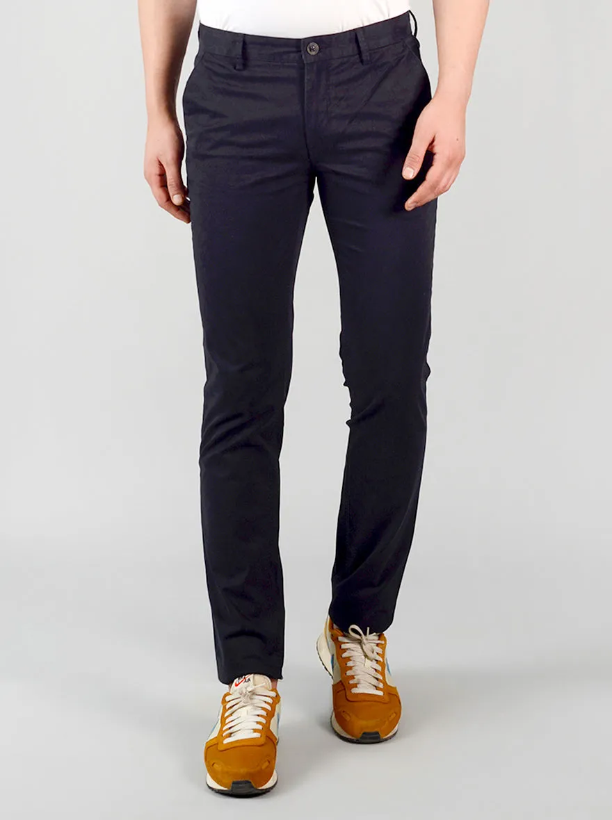 Jet Black Self Design Slim Fit Chinos | JadeBlue