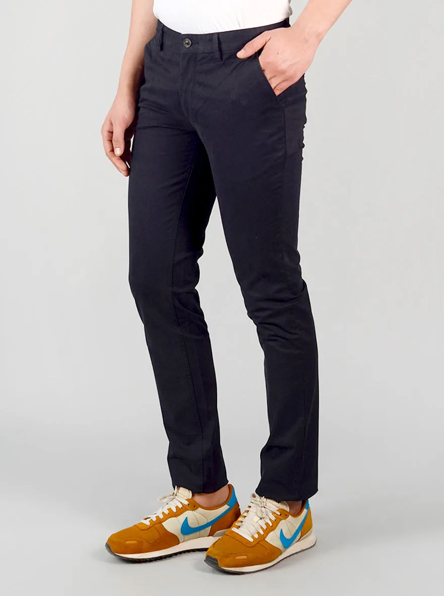 Jet Black Self Design Slim Fit Chinos | JadeBlue