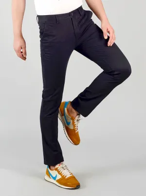 Jet Black Self Design Slim Fit Chinos | JadeBlue