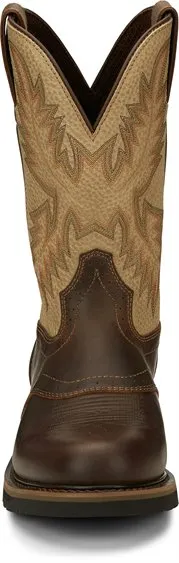 Justin Golden Brown Round Toe Superintendent Boots for Men