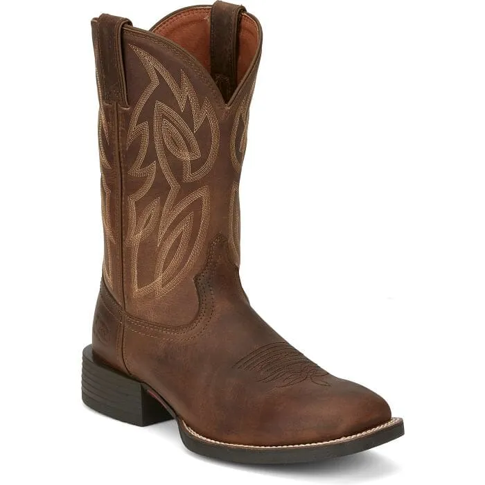 Justin Men's - 11" Canter Dusky Brown Western Boot - Wide Square Toe