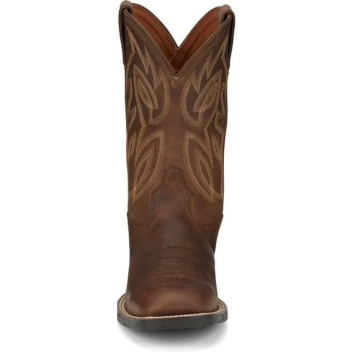 Justin Men's - 11" Canter Dusky Brown Western Boot - Wide Square Toe