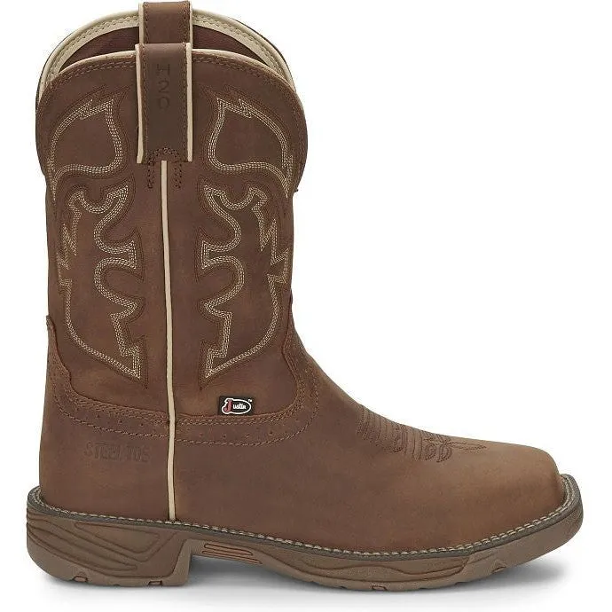 Justin Men's Rush 11" Steel Toe Western Work Boot -Tan- WK4331