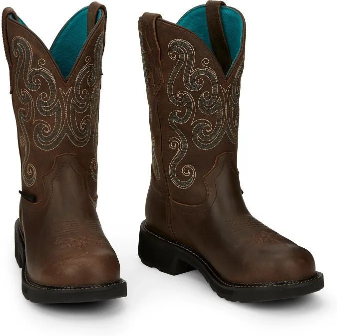 Justin Women's Tasha 11" ST WP Western Work Boot -Brown- GY9991