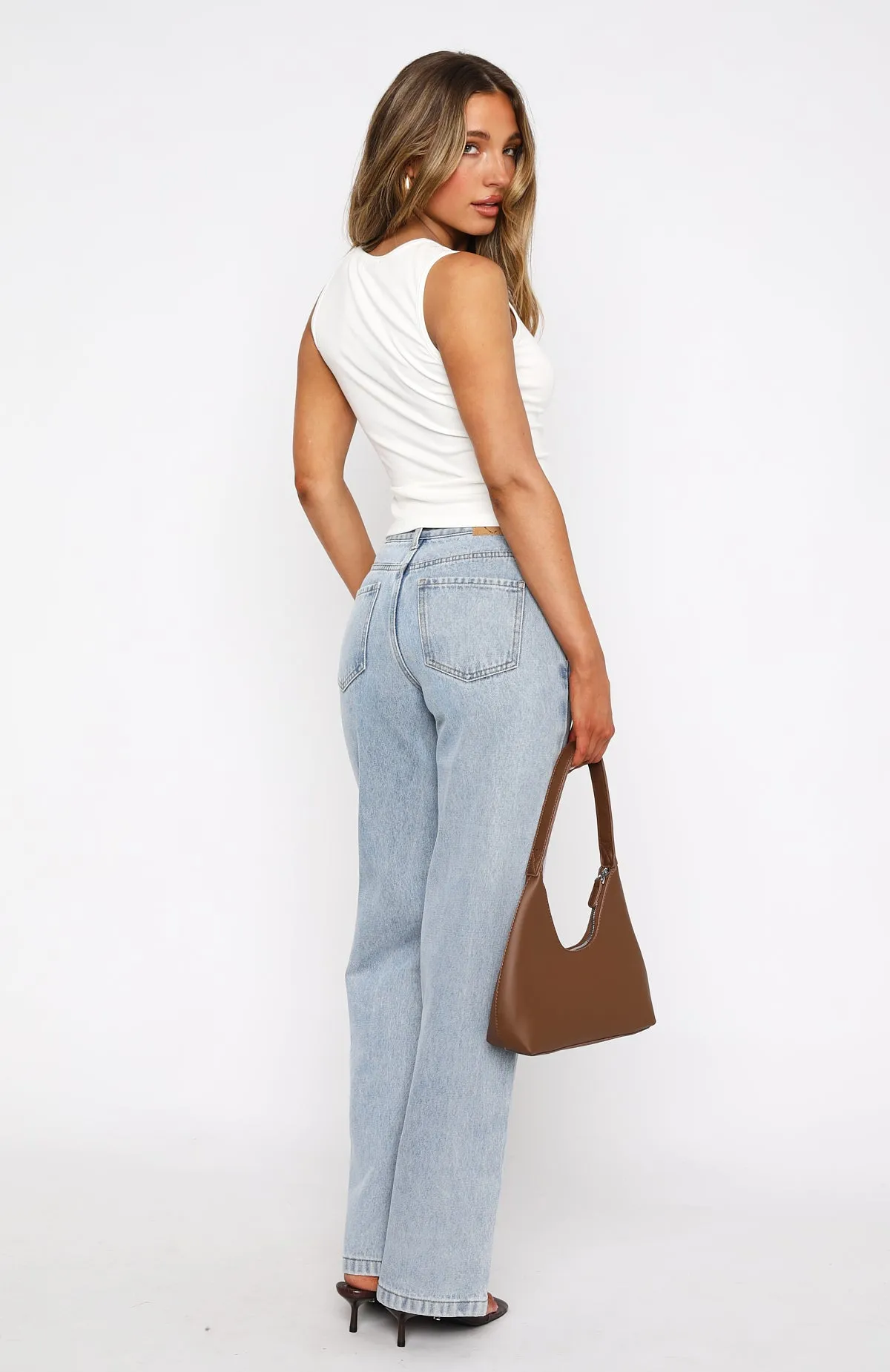 Layla Mid Rise Straight Leg Jeans Light Blue