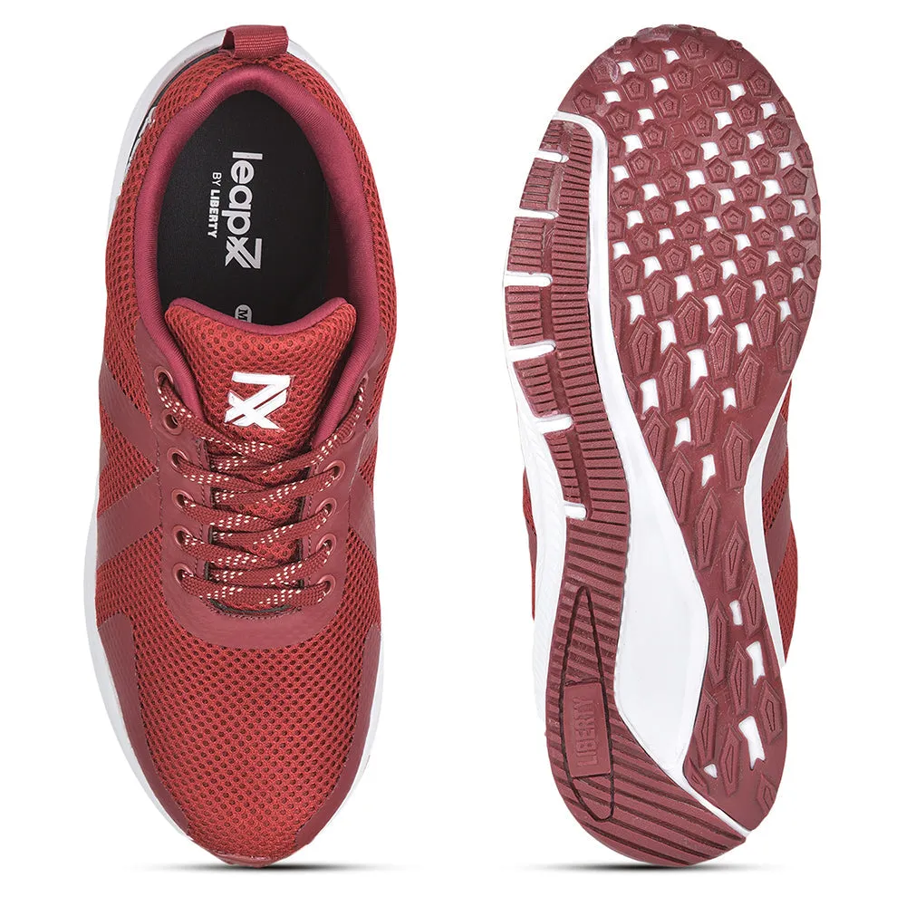 Leap7x Lacing Sports Shoes For Men (Maroon) VOONIK-05 By Liberty