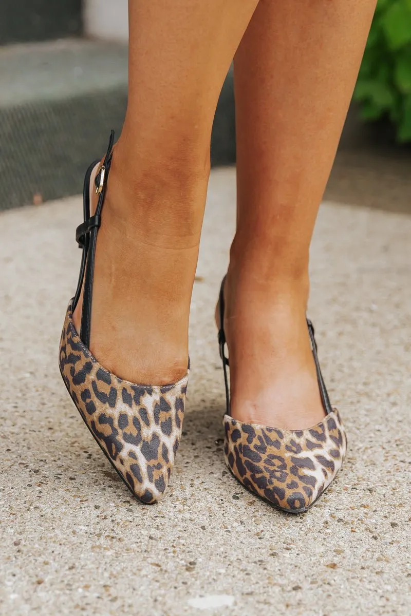 Leopard Print Sling Back Kitten Heels - FINAL SALE