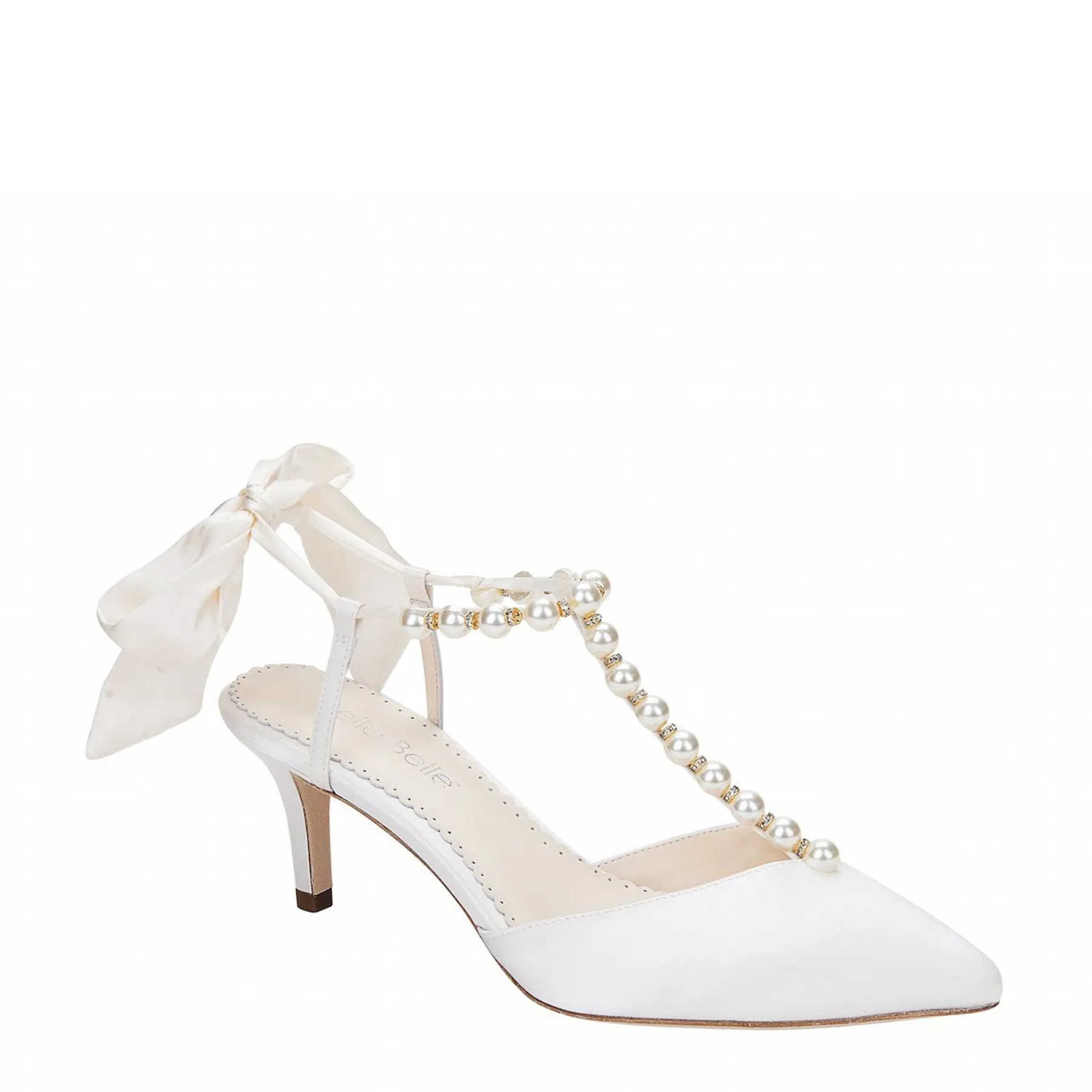 Lucia - Ivory Pearl & Crystal Low Heels