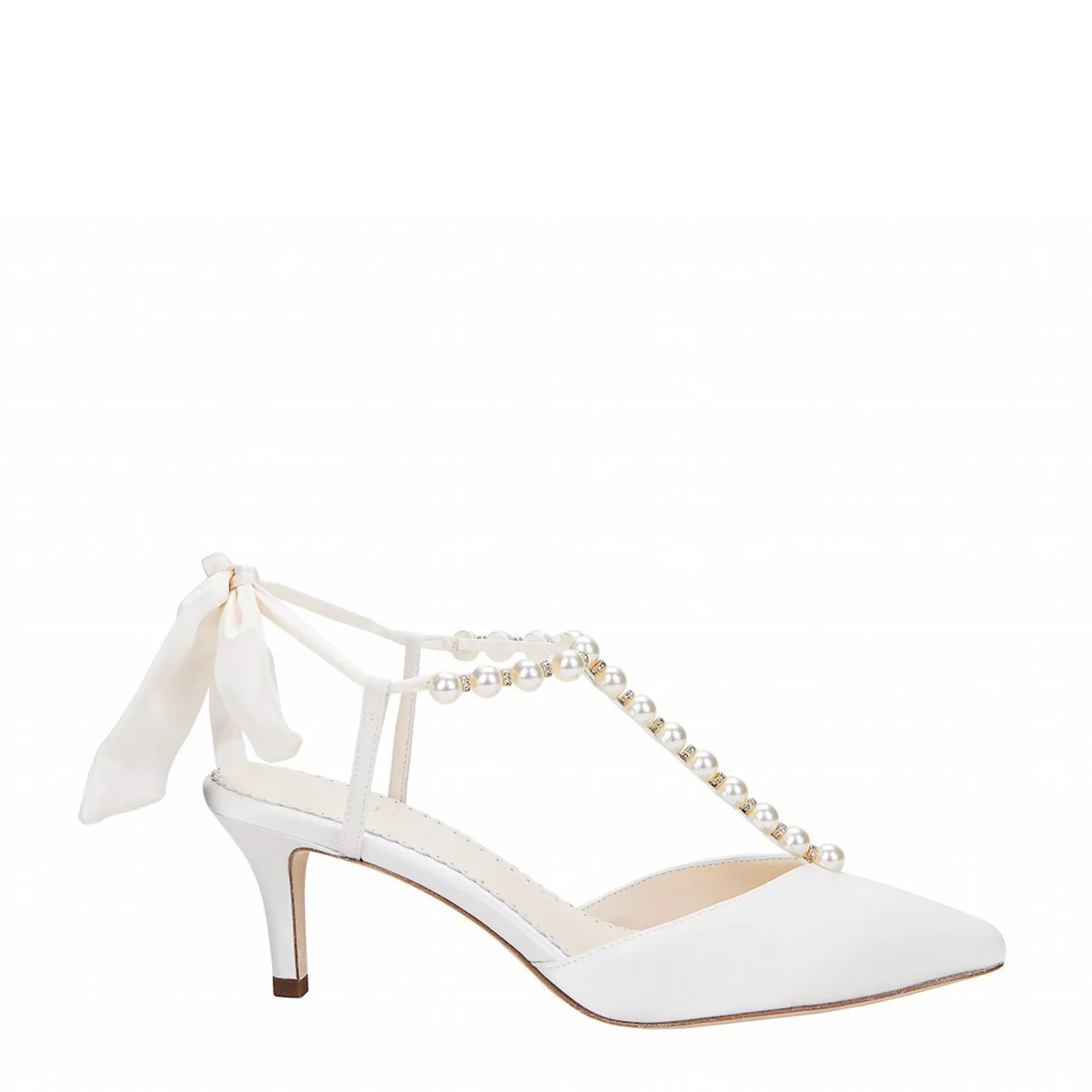 Lucia - Ivory Pearl & Crystal Low Heels