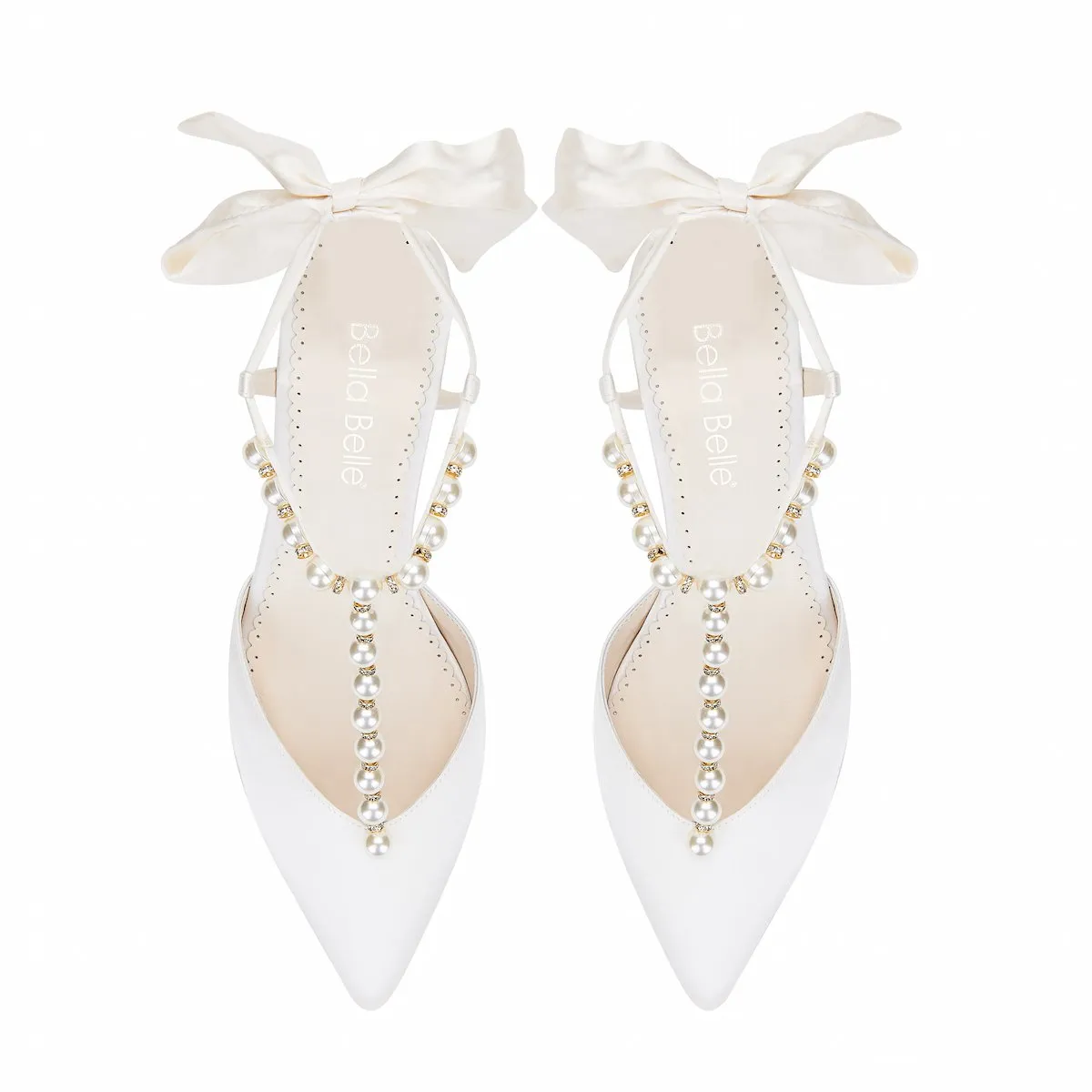 Lucia - Ivory Pearl & Crystal Low Heels