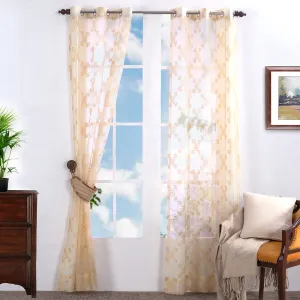 Mambo Magic Embroidered 2PC Beige Curtain Set