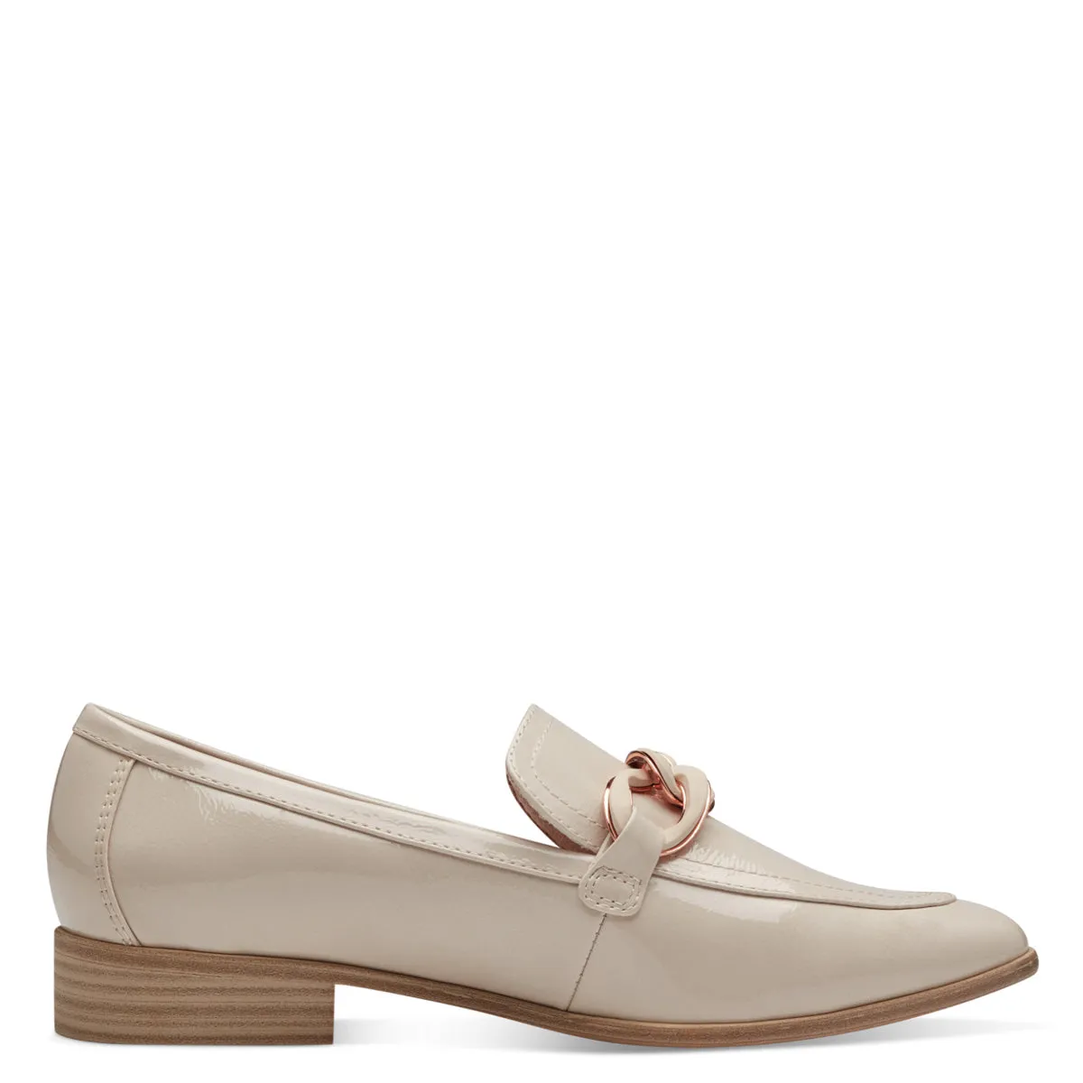 Marco Tozzi Light Beige Loafer with Rose Gold Chain Detail