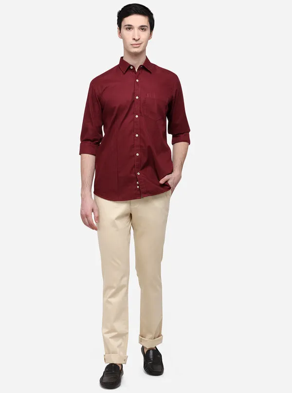 Maroon Tailored Fit Striped Casual Shirt | JadeBlue