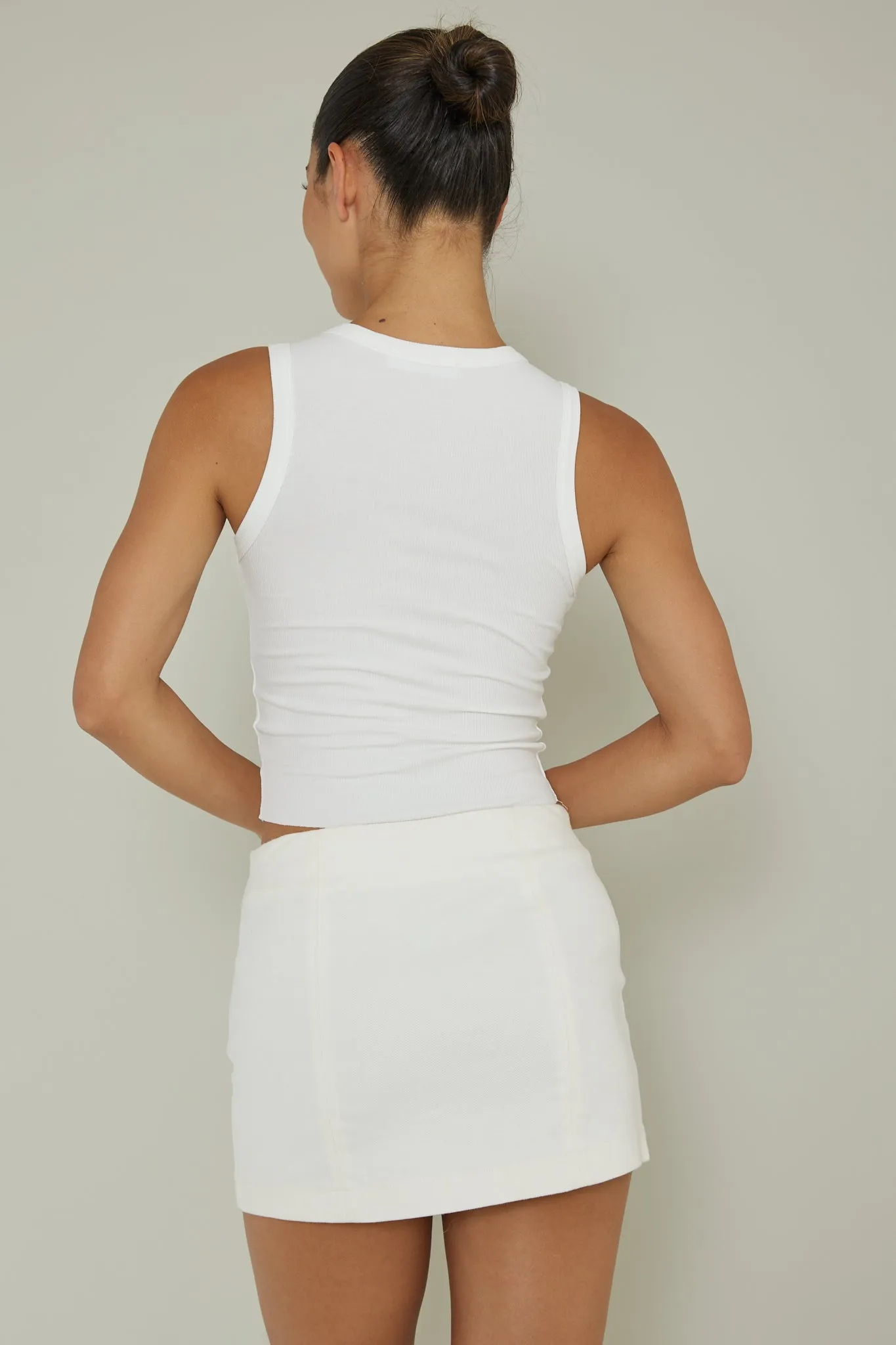 Mayra Crew Neck Crop Top White