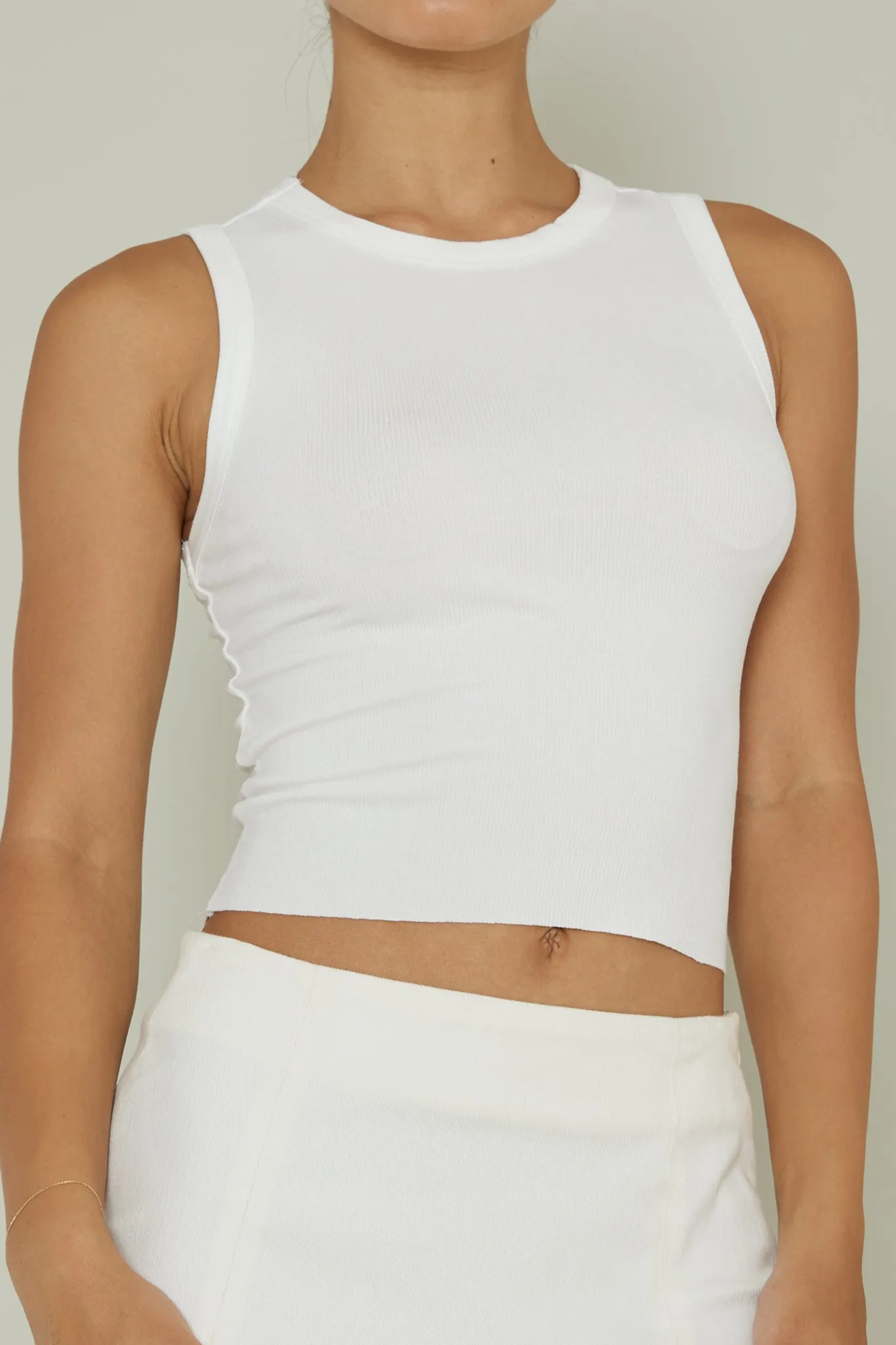 Mayra Crew Neck Crop Top White