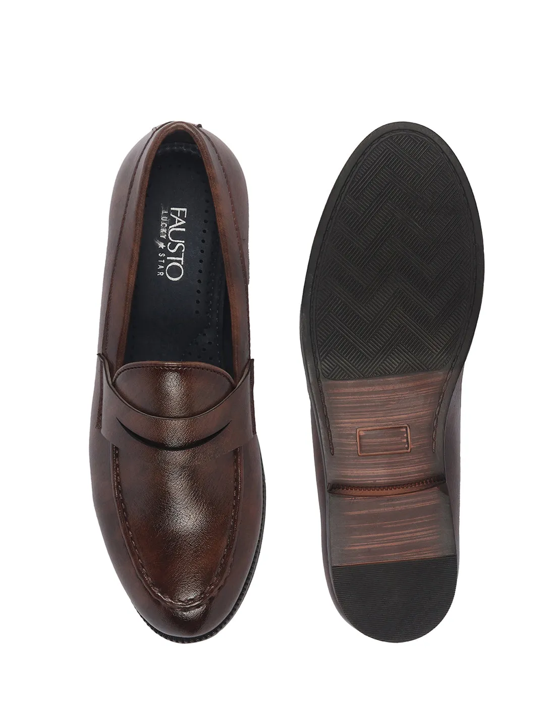 Men Brown Formal Moccasins Slip On Shoes for Office|Memory Cushion Insole|Meeting Comfort Slip-Ons