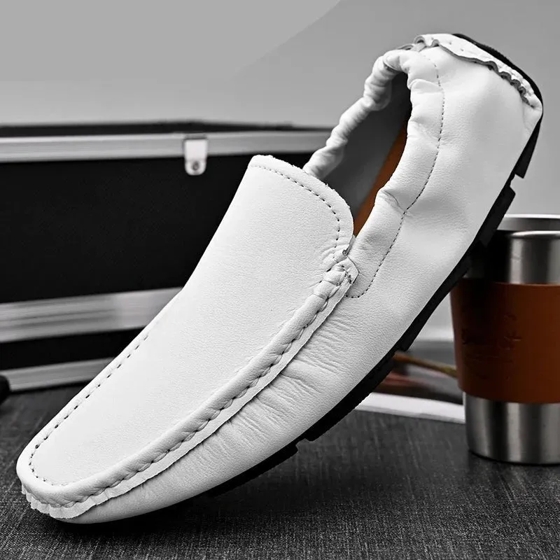 Men High Quality Leather Loafers Slip on Casual Shoes Moccasins Men's Flats Fashion Supper Soft Men Shoes Size 38-48