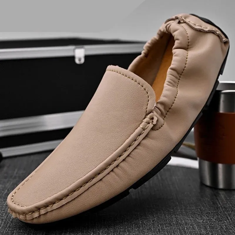 Men High Quality Leather Loafers Slip on Casual Shoes Moccasins Men's Flats Fashion Supper Soft Men Shoes Size 38-48