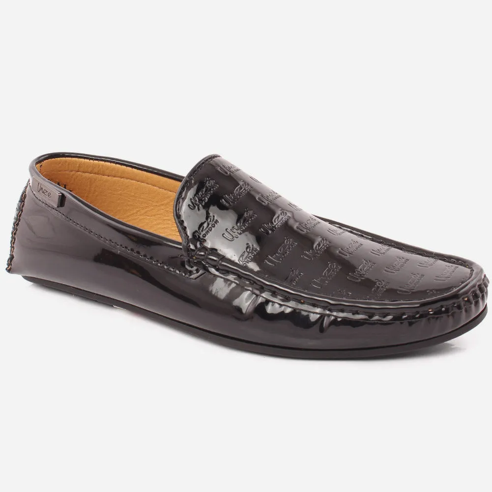 Men "Jai"patent leather Slip On Rubber Sole Moccasins