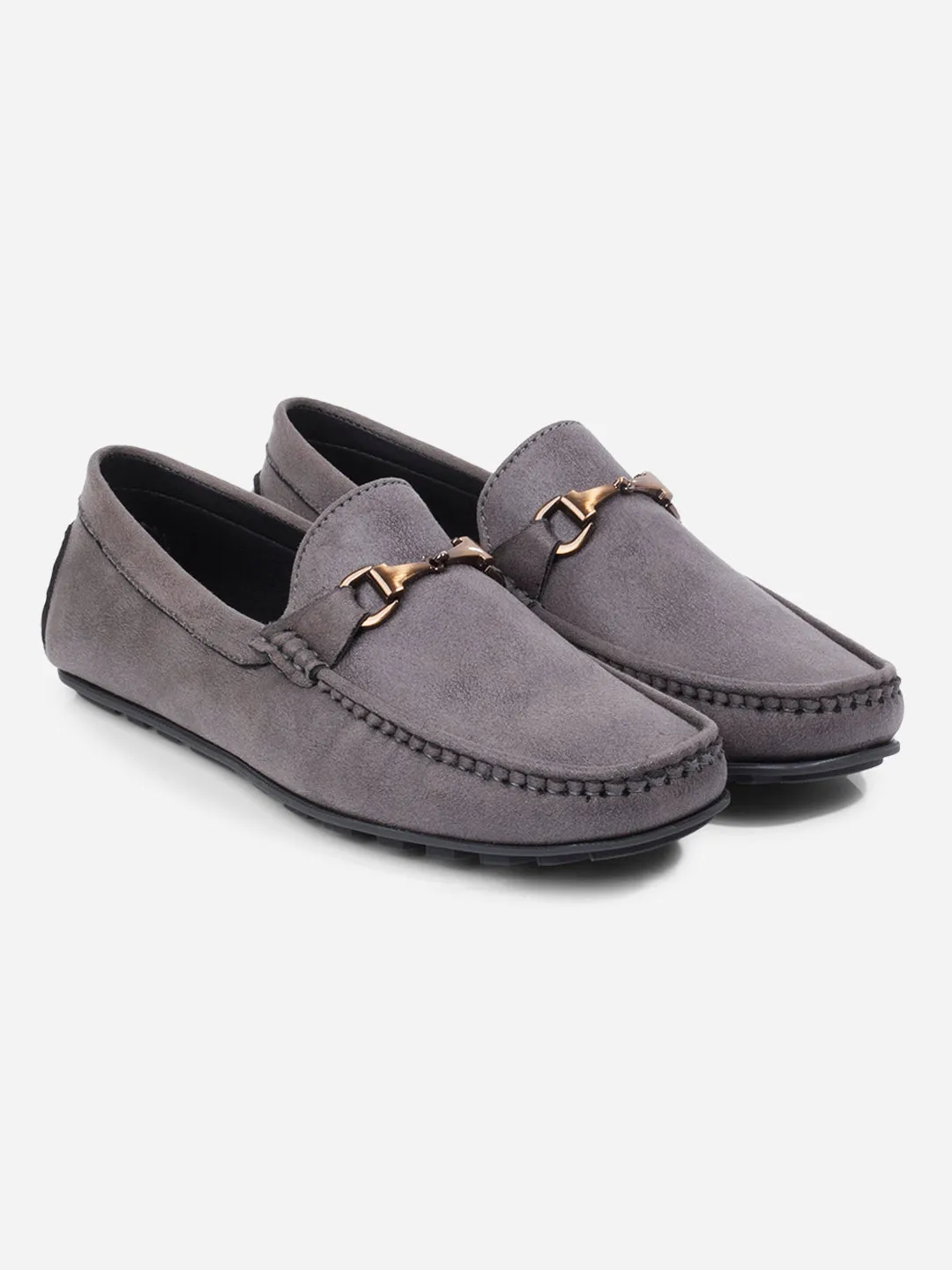 Men's Grey Moc Toe Buckle Loafer (IX4115)