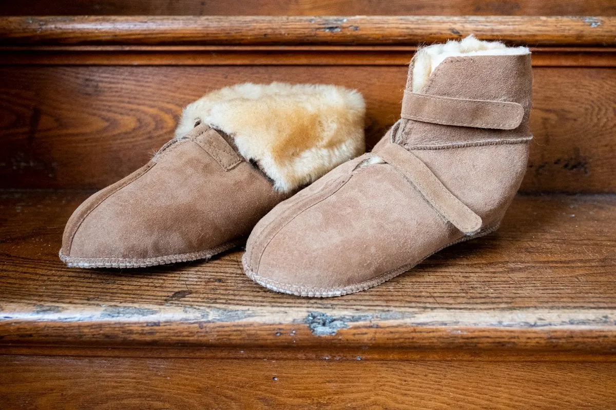 Men's Sheepskin Velcro Cabin Slippers