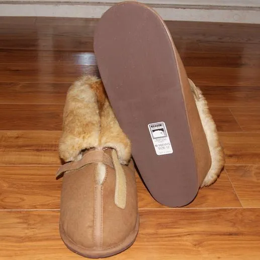 Men's Sheepskin Velcro Cabin Slippers