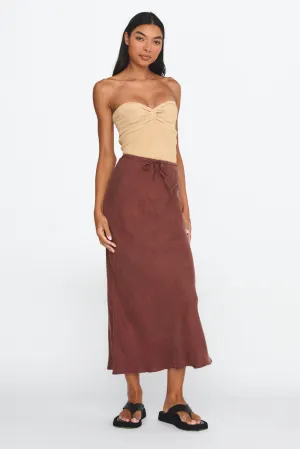 Merisa Drawstring Midi Skirt Choco