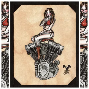 Milwaukee-Eight Engine Pinup Original Painting