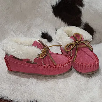 Minnetonka Pink Suede "Charley" Children's Slippers