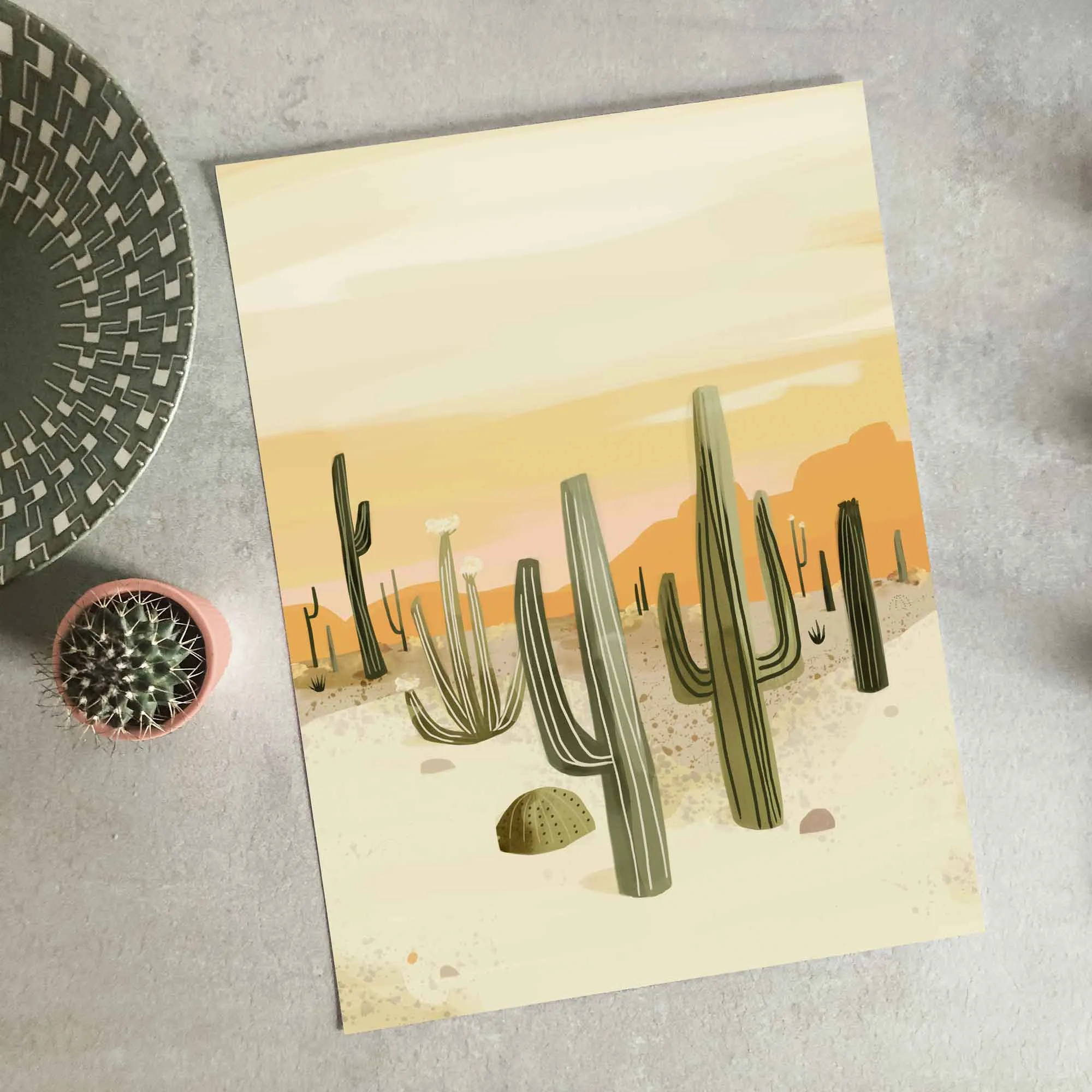 Morocco Desert Cactus Art Print