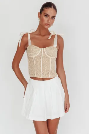 Odila Bow Shoulder Corset Top Champagne