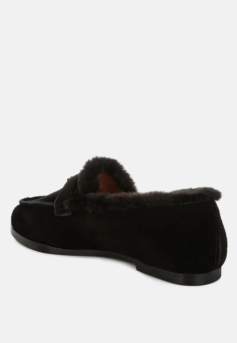 Ohrid Suede & Faux Fur Flat Loafers