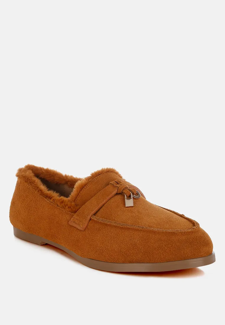 Ohrid Suede & Faux Fur Flat Loafers