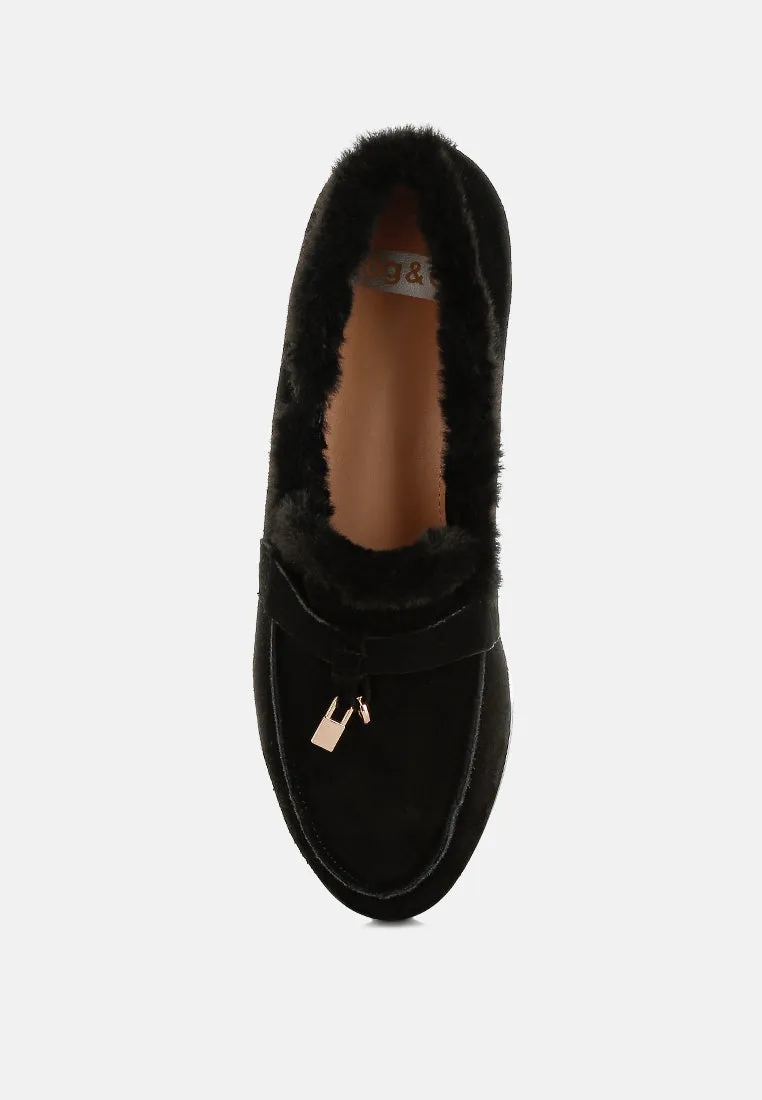 Ohrid Suede & Faux Fur Flat Loafers